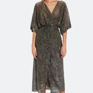 IRO Volsun Metallic Midi Dress Grey Medium NWT